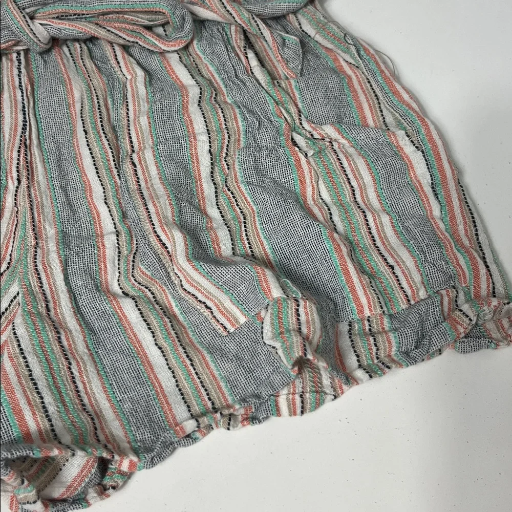 Planet Gold Medium Striped Elastic Waist Pull On Multi Color Tie Waist Shorts